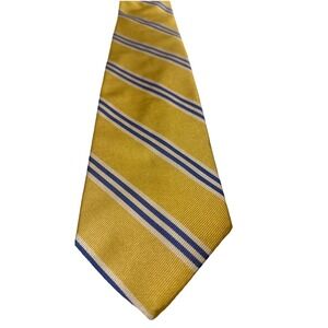 Brooks Brothers 346 Tie Mens OS Yellow Blue Striped Silk Excellent Repp Stripe